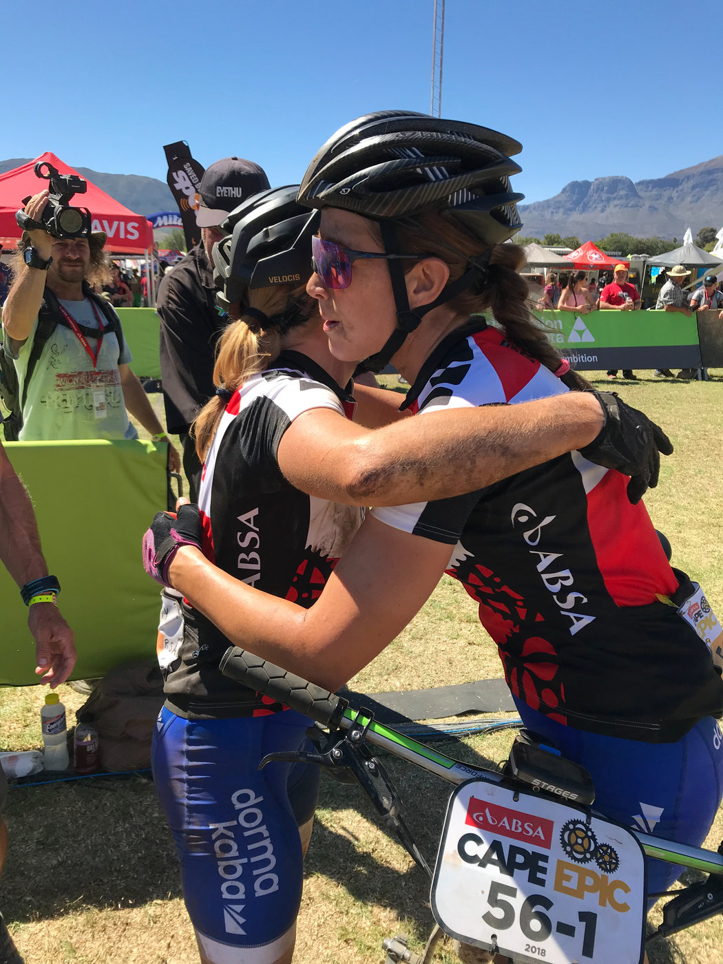 Photograph accompanying 2018 ABSA Cape Epic Women’s Race Highlights - Stage 4 - Team Spur OUT & Investec Songo power to