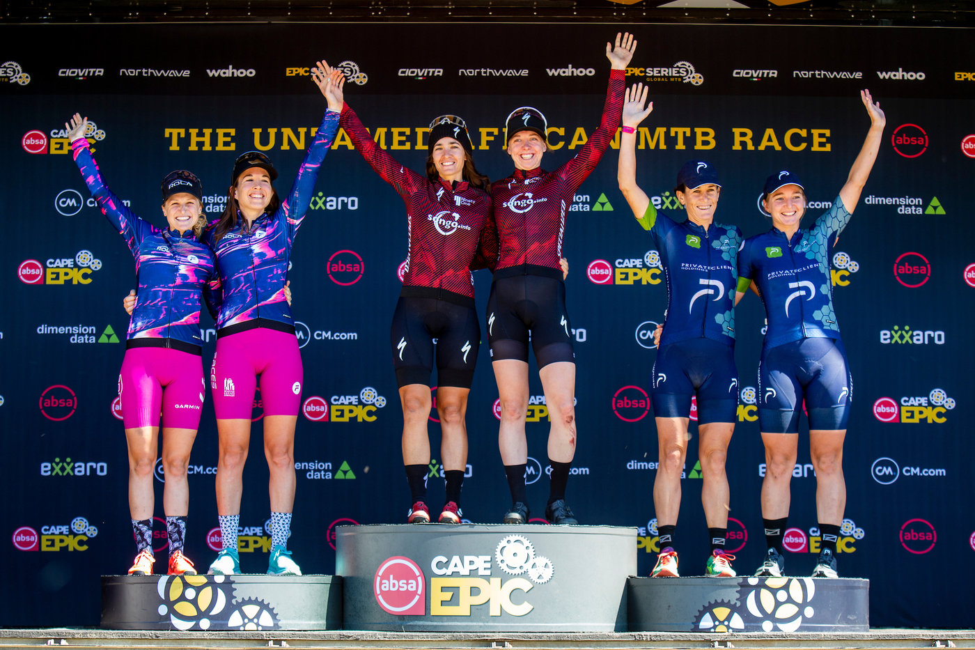Photograph accompanying Absa Cape Epic Stage 5 won by NinetyOne-songo-Specialized