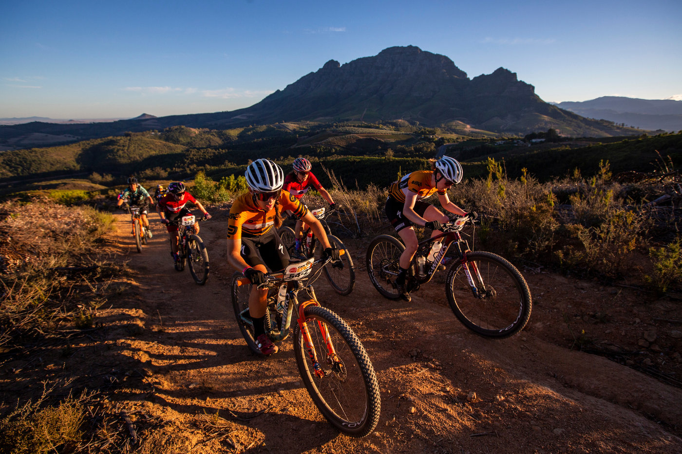 Photograph accompanying Absa Cape Epic Stage 6 won by NinetyOne-songo-Specialized