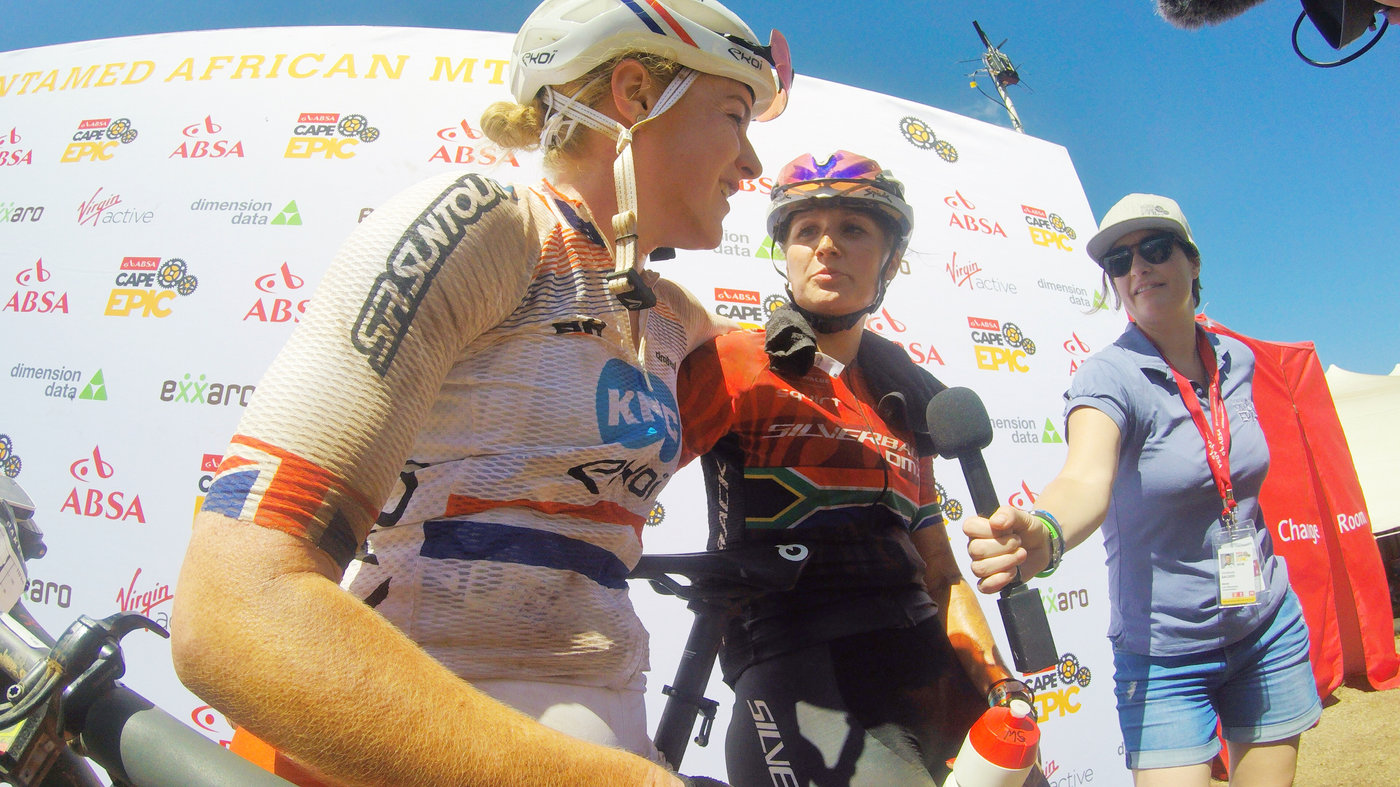 Photograph accompanying 2018 ABSA Cape Epic - Women’s Race Stage 1 Finish Line Tales