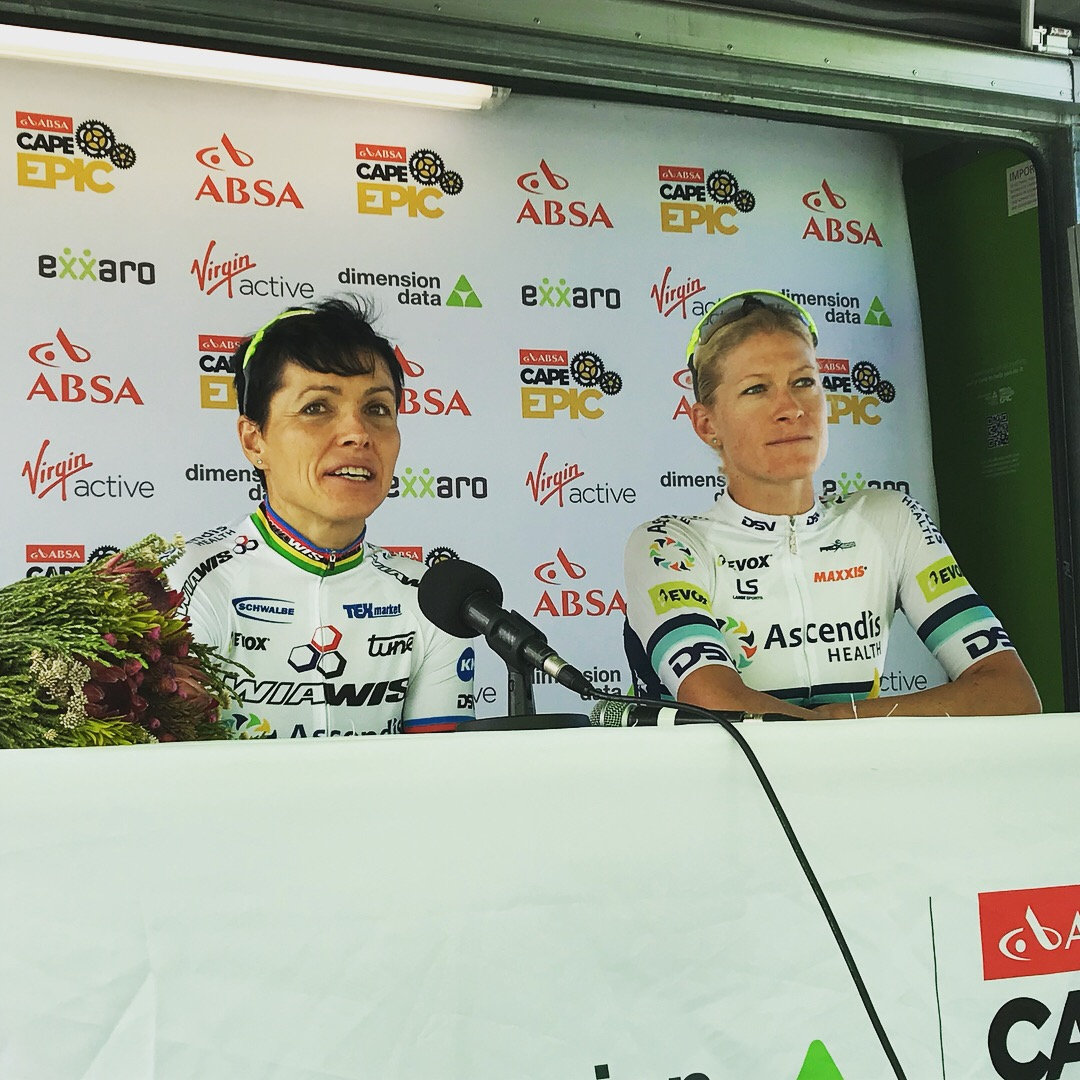 Photograph accompanying 2018 ABSA Cape Epic UCI Women’s Race- Investec Songo gain more time over the rest.