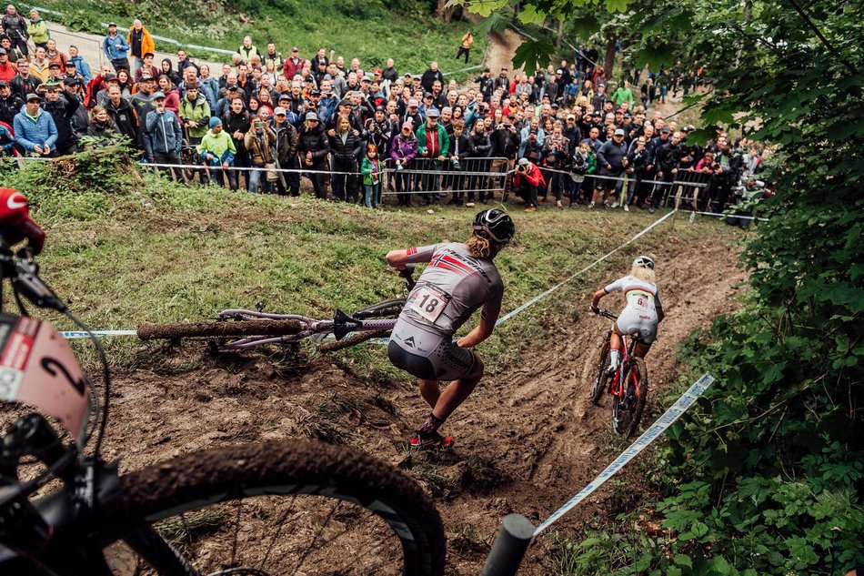 Photograph accompanying RACE FACE: Slip and slide in Albstadt in a World Cup race to remember
