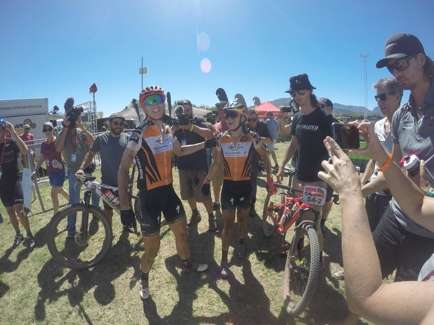 Photograph accompanying 2018 ABSA Cape Epic Women’s Race Highlights - Stage 4 - Team Spur OUT & Investec Songo power to