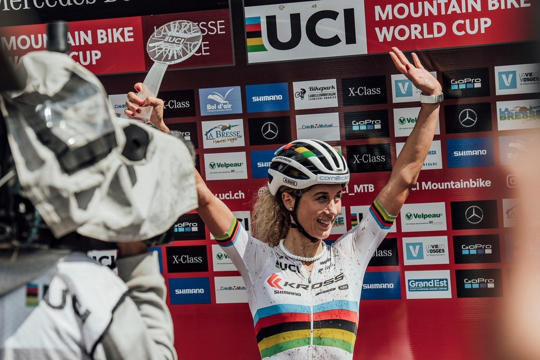 Photograph accompanying Superhuman efforts and medal mayhem at the La Bresse Women's XCO World Cup finals. One of the mo