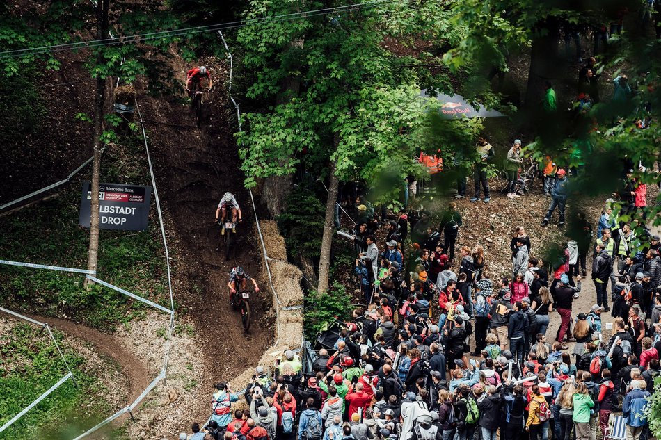 Photograph accompanying RACE FACE: Slip and slide in Albstadt in a World Cup race to remember