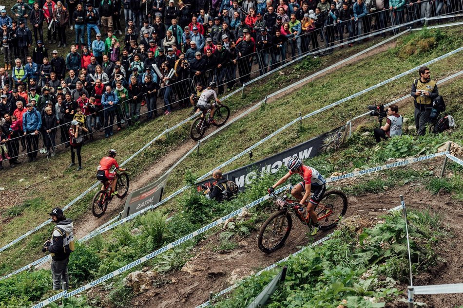 Photograph accompanying RACE FACE: Slip and slide in Albstadt in a World Cup race to remember