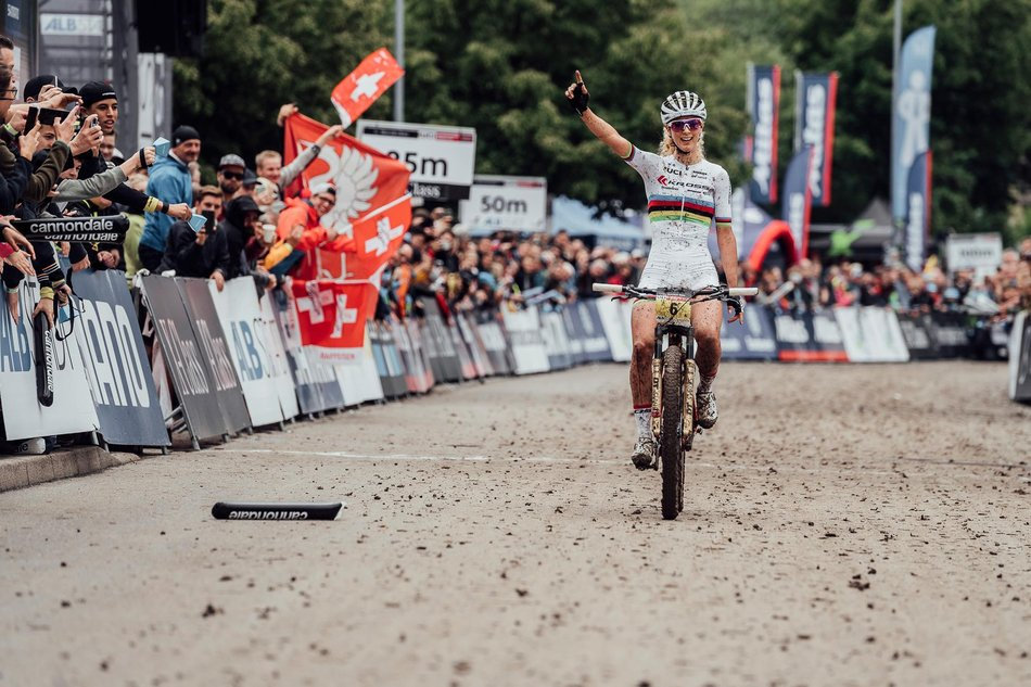 Photograph accompanying RACE FACE: Slip and slide in Albstadt in a World Cup race to remember